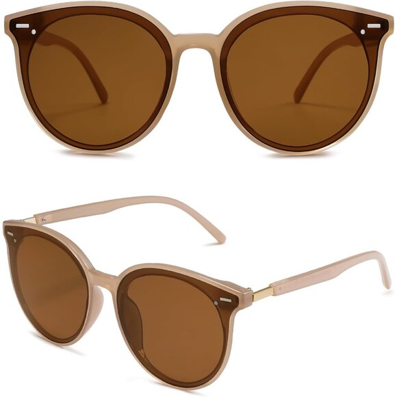 ⚡SOJOS Womens Jelly Brown Classic Round Retro Vintage Large Frame Sunglasses - Picture 3 of 5